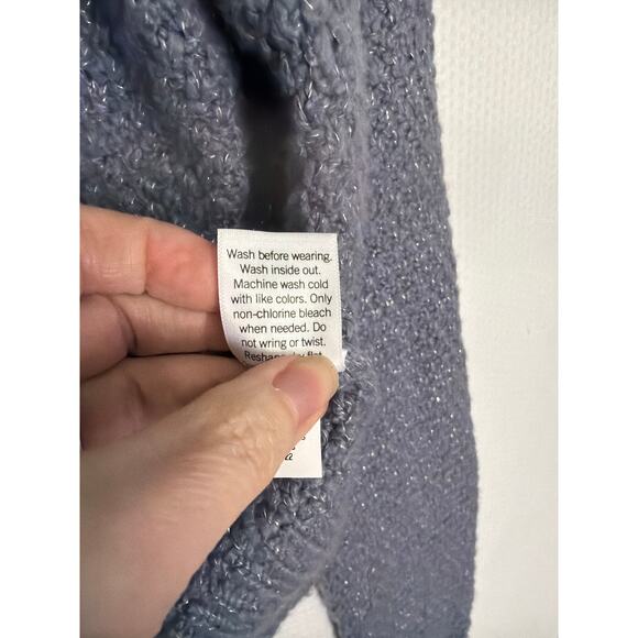 Lauren Conrad XS Gray Silver Cable Knit Ruffle Shoulder Sweater - Picture 7 of 10